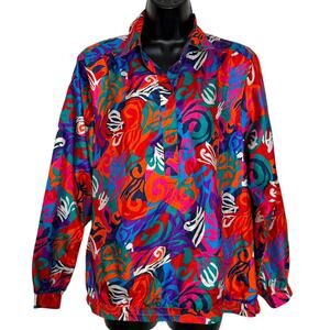 VINTAGE 80s 90s DA RUE OF CALIFORNIA COLORFUL ABSTRACT COTTAGE GRANNY CORE TOP M